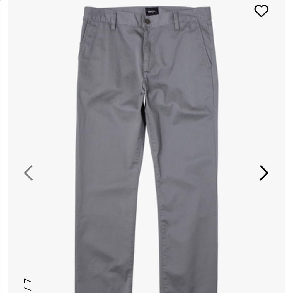 NWT RVCA mens weekend stretch pants size 34x32 in smoke grey